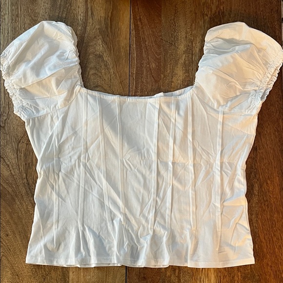 Anthropologie White Puff Sleeve Blouse - Picture 3 of 8